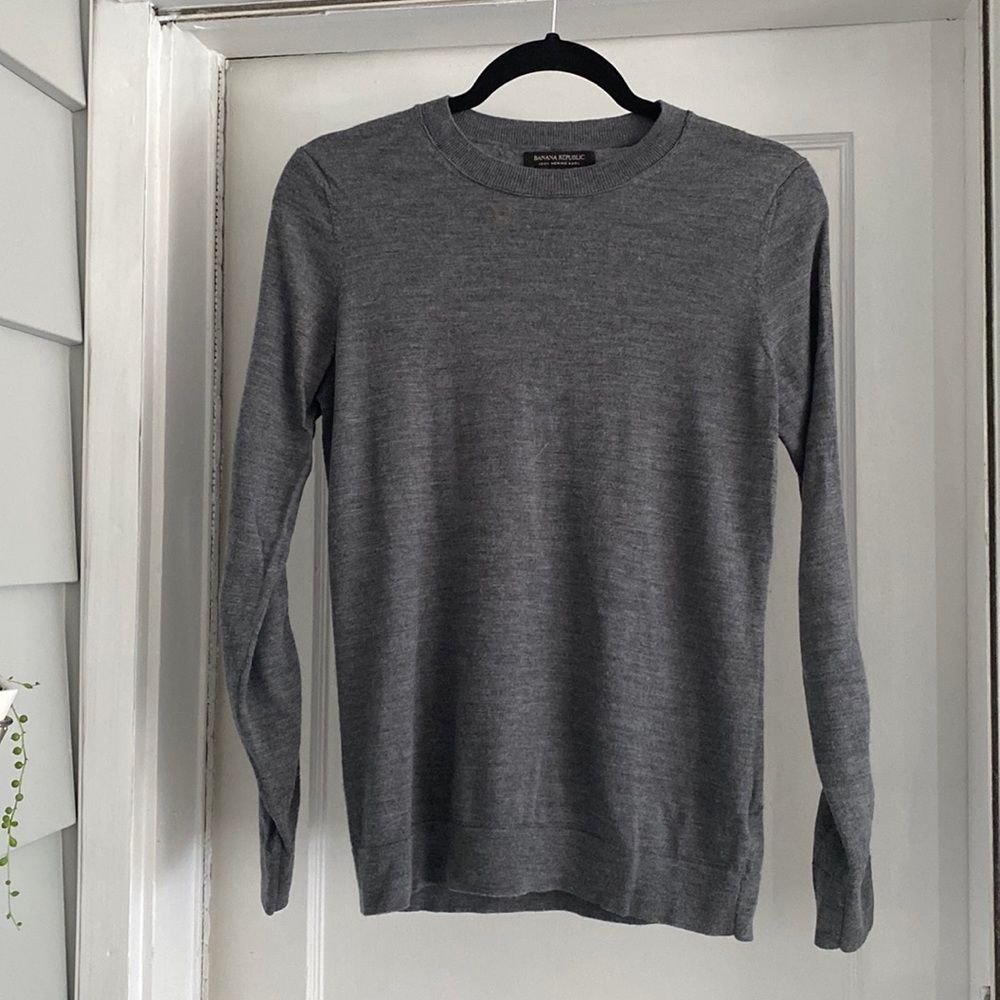 Grey Merino Wool Sweater Banana Republic